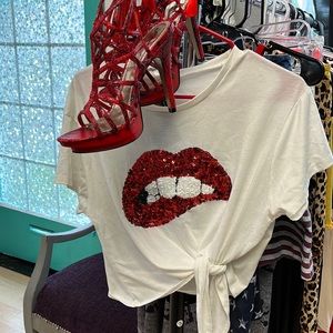 Glitter sequin lips top❤️